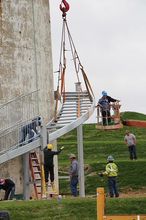 Stairs being installed at Rastin Observation Tower